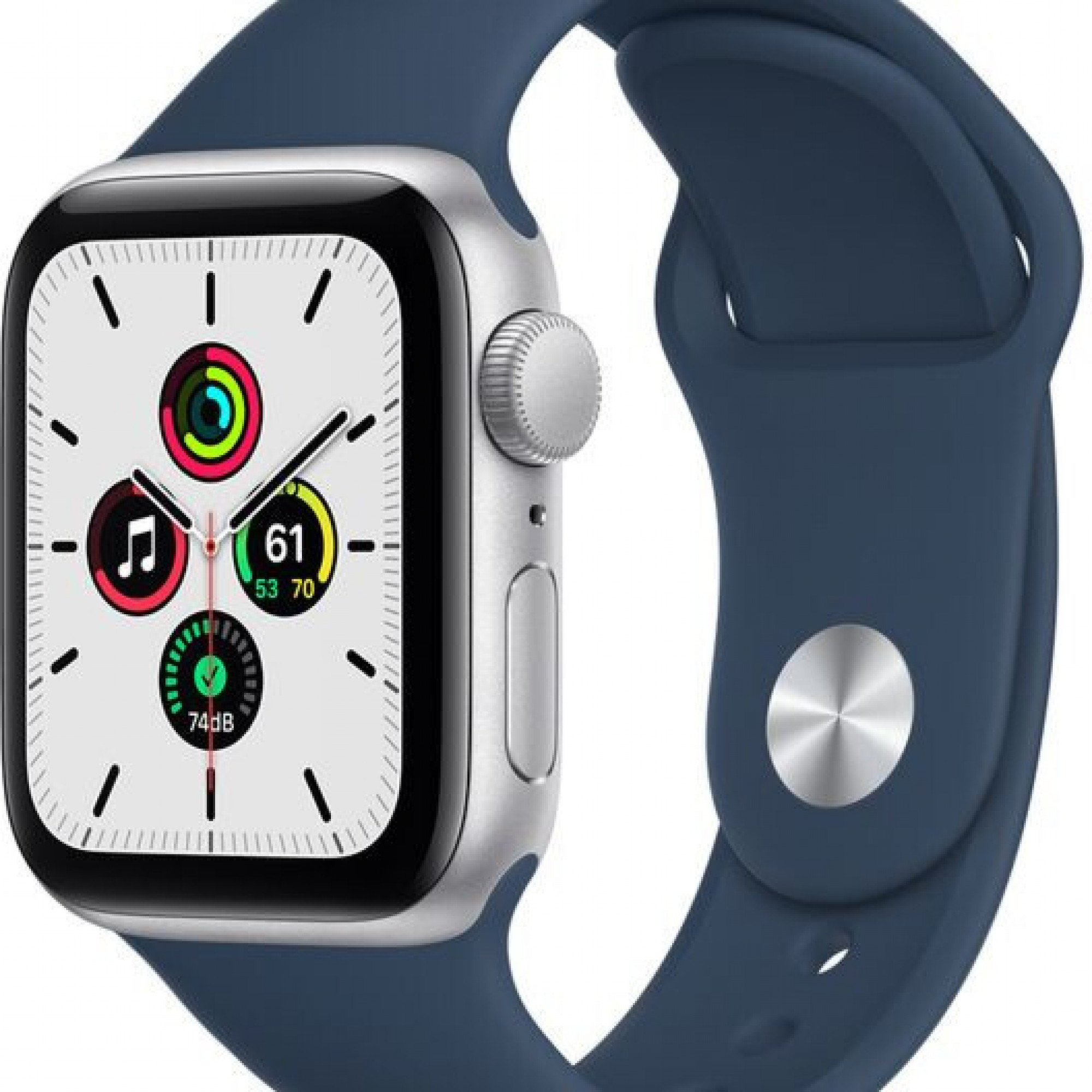 Apple Watch SE GPS 40mm Silver Aluminium Case with Abyss Blue Sport Band (MKNY3)